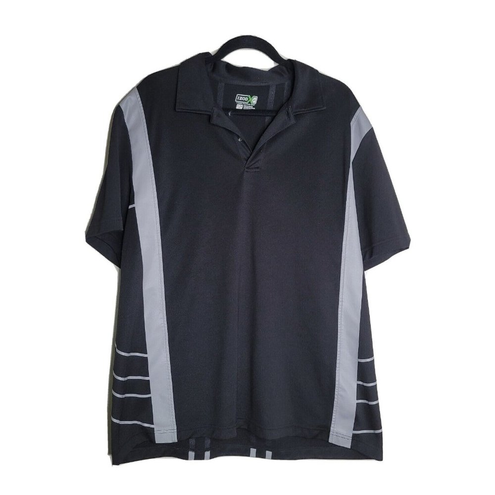 Izod PerformX Golf Polo Shirt XL Black Gray Cool FX